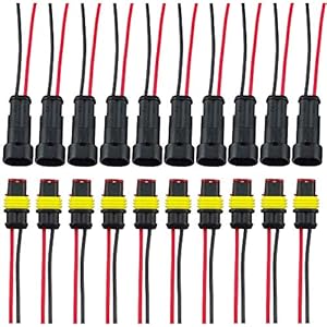 CESFONJER Voiture Fiche Etanche, Électrique Prise Mâle et Femelle, AWG Connecteur Etanche Electrique (2 Broches avec 8cm Fil × 10 Kits)