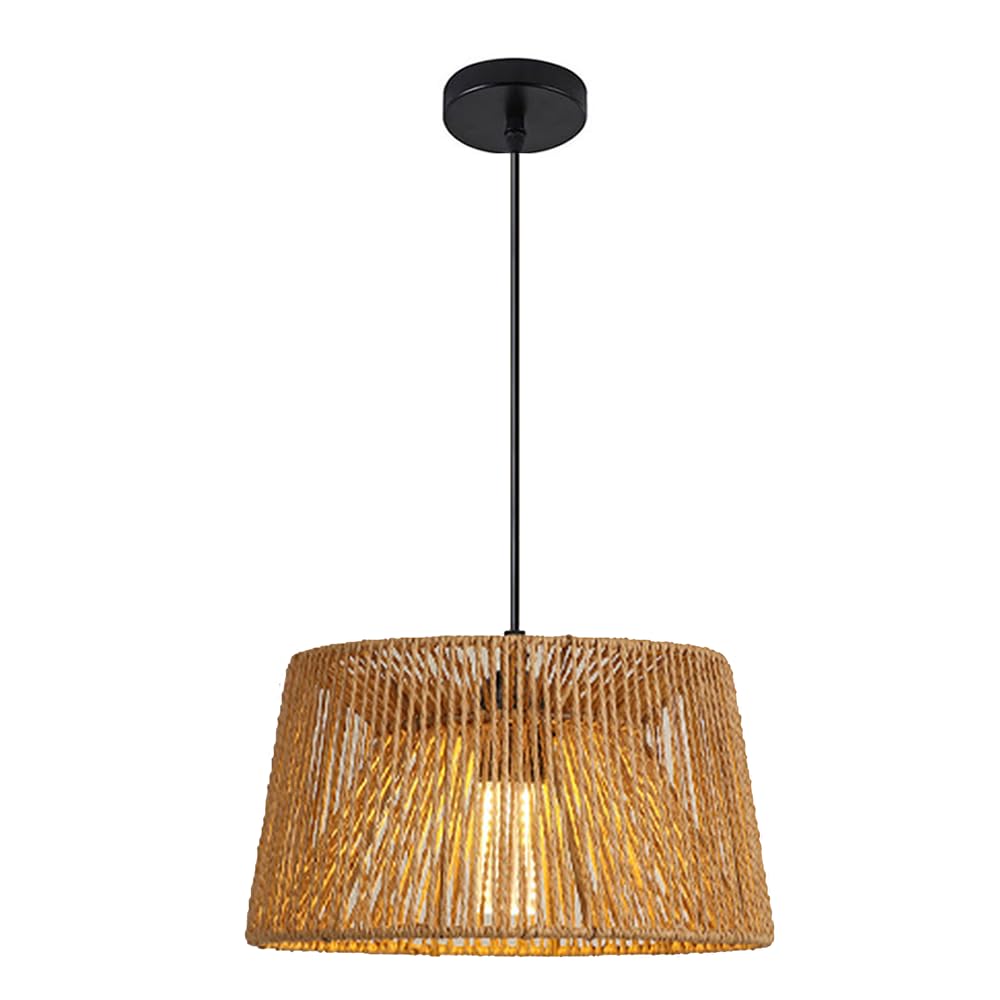 CSSYKV Retro Farmhouse Pendant Lighting Hemp Rope Weave Lamp Shade for Kitchen Island Vintage American Hanging Lights Boho Bedside Light Fixtures for Dining Bar Counter Bedroom Foyer Hallway