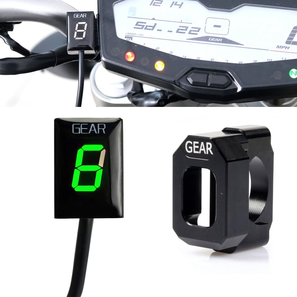 Wasserdichtes 1-6 Gang LED Digital Ganganzeige Anzeigemessgerät Kompatibel mit Yamaha FZ6 R FZS600 FZS1000 Fazer XJ6 YZF-R6 R6S R1 FZ8 FZ1 FZ1N TDM900 FZ400 XT660 MT-03 MT01 Xjr400 Ys250