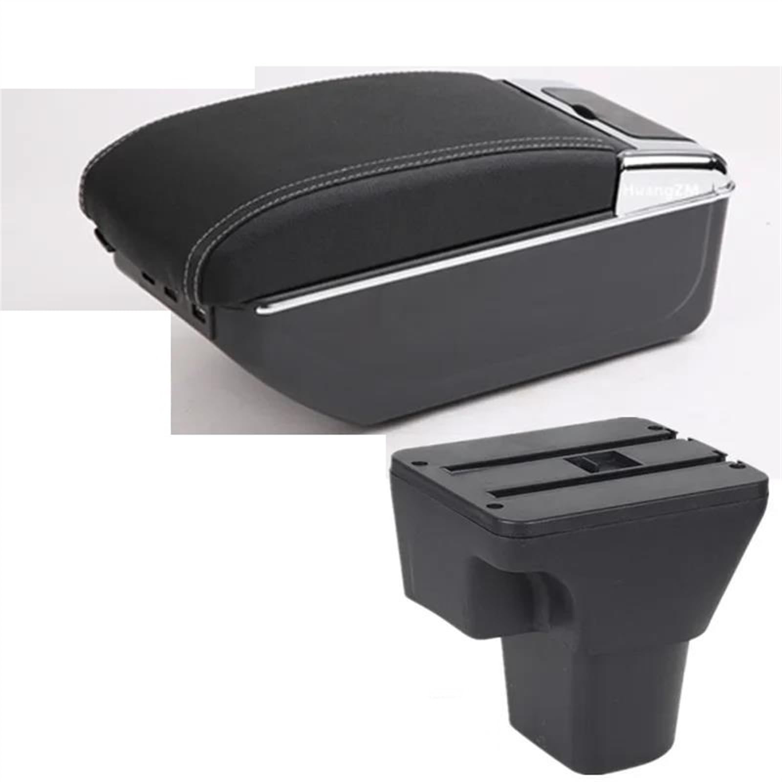 NMJLQW Storage Rack Car Interior Accessories Armrest Box Storage Box With USB For Accent For Verna(D white line 7USB)