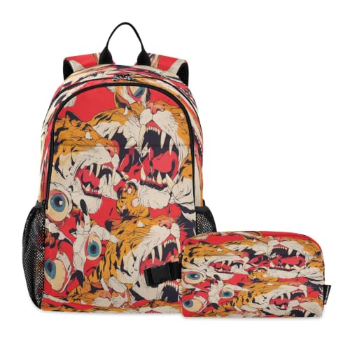 Sac à dos tigre avec sac à déjeuner assorti pour étudiants et écoliers