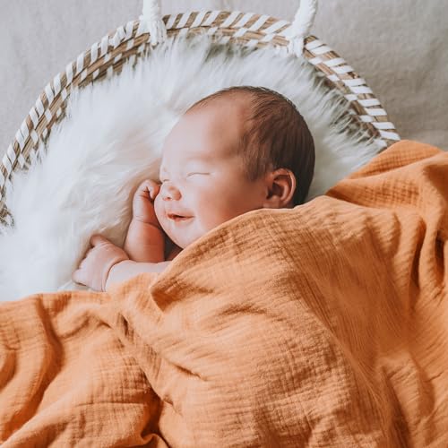 Image of Muslin Receiving Blankets, Neutral Blanket Swaddling for Newborn Boys and Girls, 5 Pack Breathable and Skin-Friendly Swaddle Wrap for Infant Baby (Fresh Colors)
