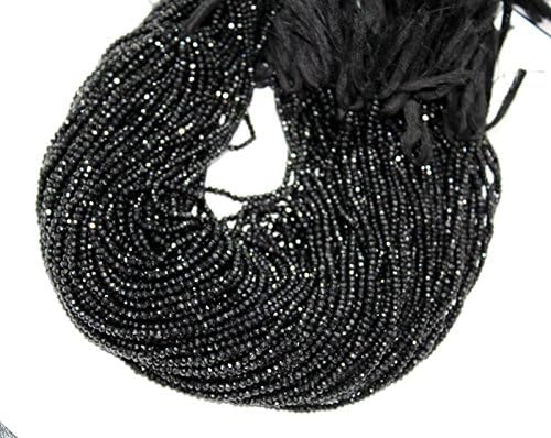 AAA QUALITY BLACK SPINEL FACETED RONDELLE LOOSE GEMSTONE BEADS 13.5"INCH STRAND