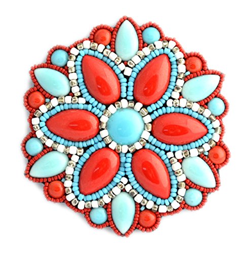 Bijou fantaisie broche grande fleur ronde porcelaine blanche