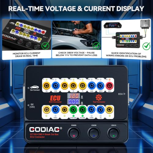 Image of GODIAG GT100+ OBD2 Breakout Box, 16-Pin Automotive ECU Connector Scan Tool for Bench Testing and CAN Bus /K-LINE Signal Testing