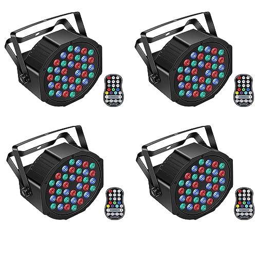 4 piezas Par LED Batería Recargable Luz de Escenario, 36 LED RGB Par DMX512 Luz de Discoteca...
