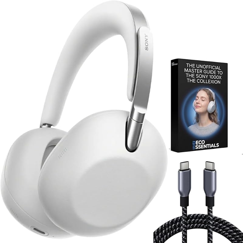 1000X THE COLLEXION Wireless Noise Cancelling Headphones Bundle with Deco Essentials 6 Ft Braided USB-C to C Cable + Deco Gear Unofficial Master Guide to the 1000X THE COLLEXION Headphones