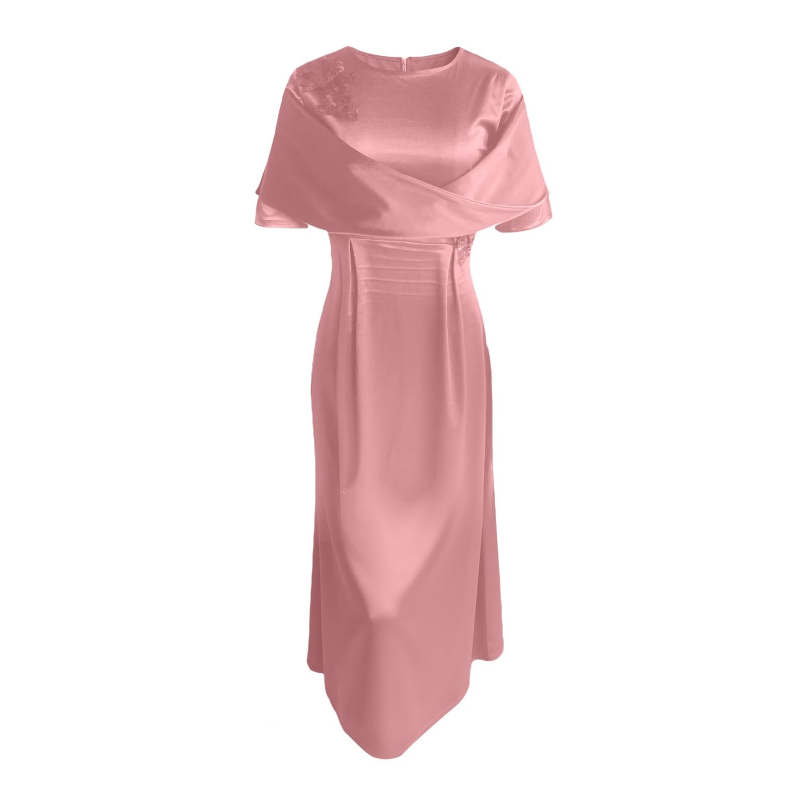 Elegancka dopasowana sukienka z krótkim rękawem - Panna Młoda / Pan Młody Midi :