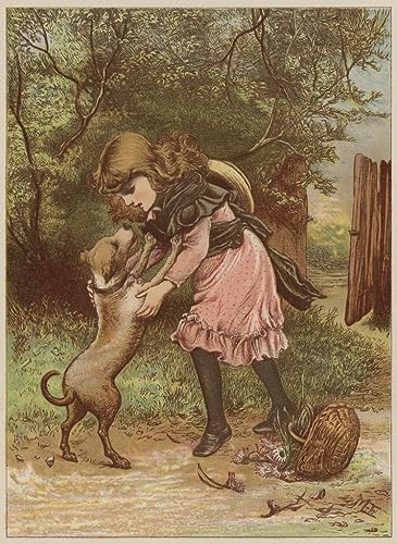 Peinture sur Toile Nordique 60x90cm Image Chambre Fille jouant avec un chien