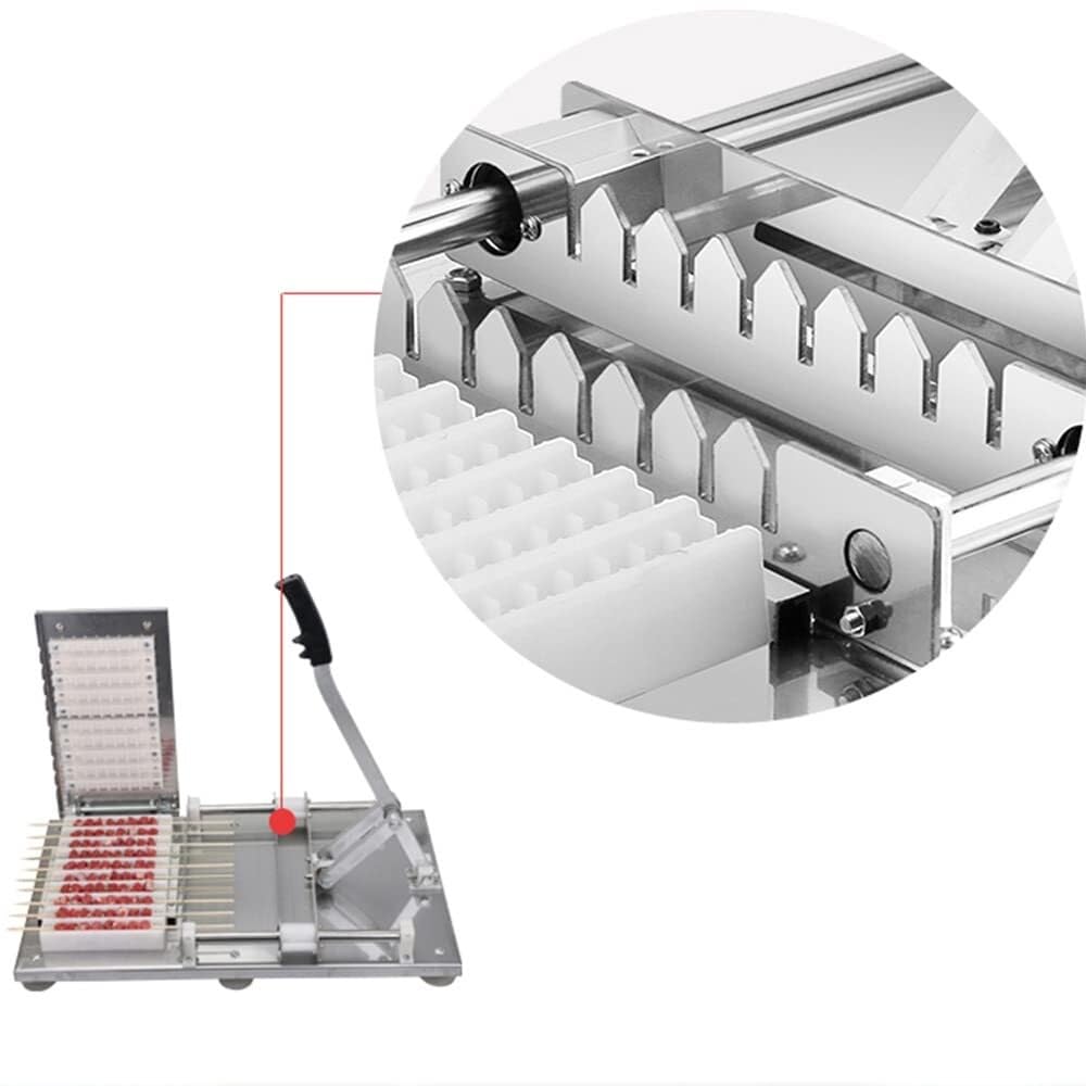 Pincho de acero inoxidable para barbacoa, máquina para hacer cuerdas, multifunción, máquina de carne, brocheta de carne, máquina para hacer brochetas, máquina manual de carne de cordero Satay