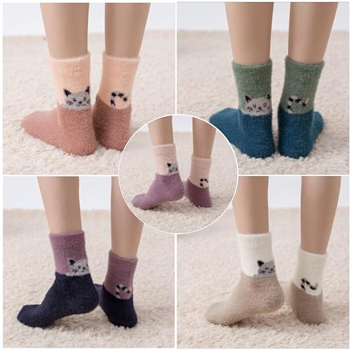 Image of SISOSOCK 5 Pairs Fuzzy Soft Cozy Comfy Socks Warm Birthday Gifts for Women