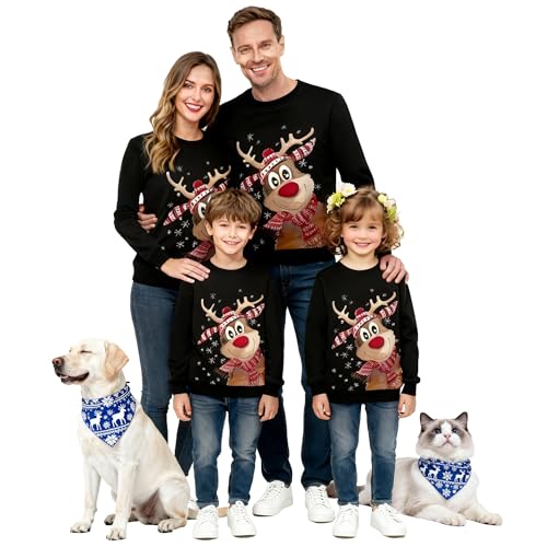 Weihnachtspullover Damen Herren, Weihnachtspullover Familie Set Damen...