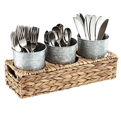 Artland 60205A Garden Terrace Flatware Caddy, Seagrass/Galvanized