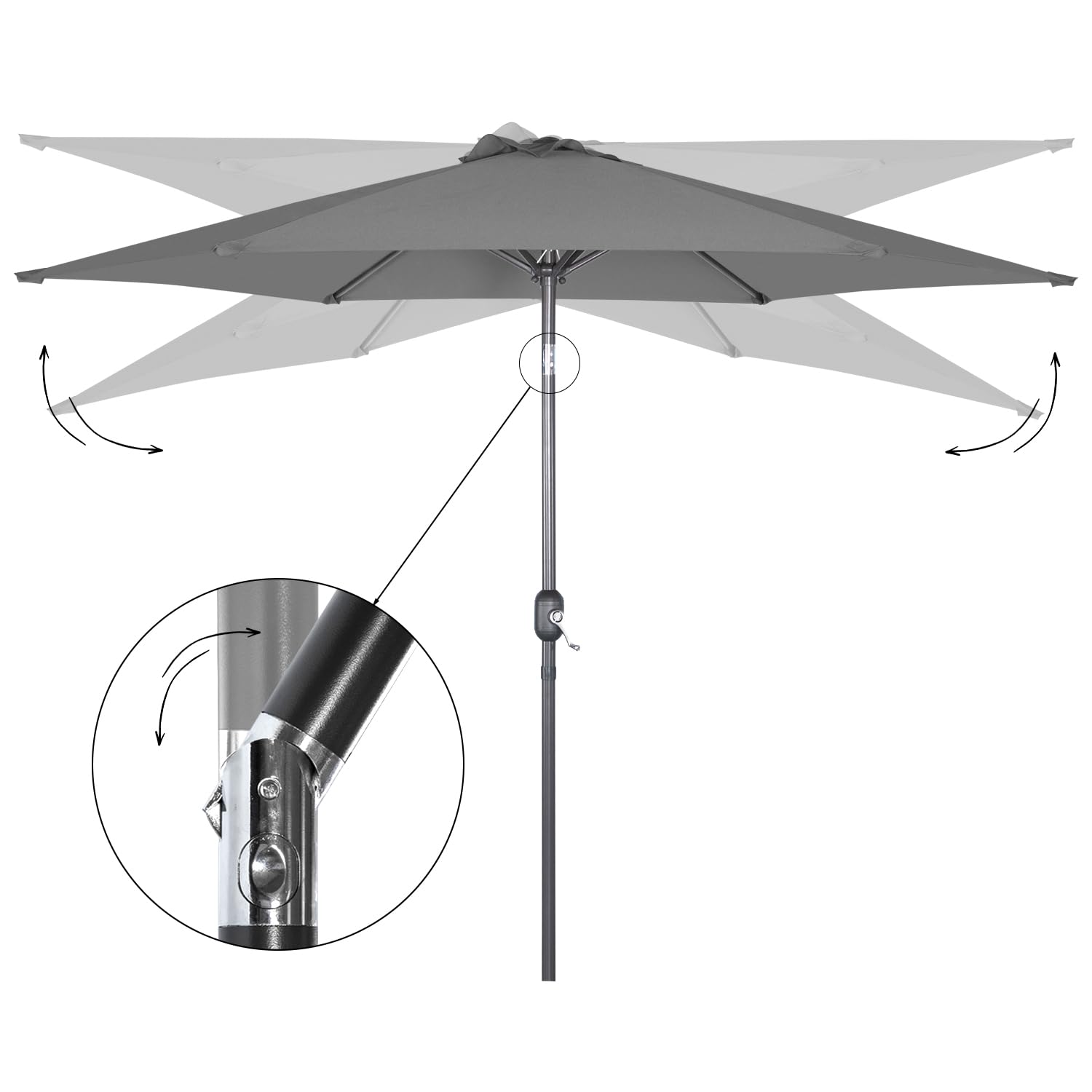 Angel Living 270 cm Parasol Ogrodowy z Mechanizmem Regulacji Nachylenia – Parasol do Ogrodu, na Patio, Taras i Balkon
