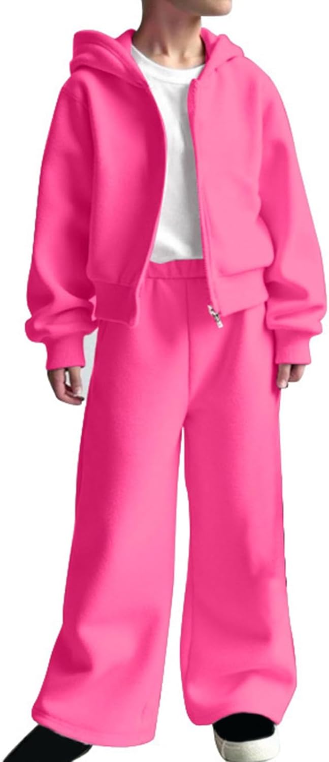 Boys and Girls Athletic Sweatsuit 3 Pces Hooded Sweatshirts +T Shirt + Pant Long Sleeve Zip Up with Pockets Outfits Set