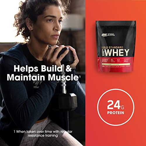 Optimum Nutrition Gold Standard 100% Whey Protein Powder, Vanilla Ice Cream, 1 Pound (Packaging May Vary) #TOP3