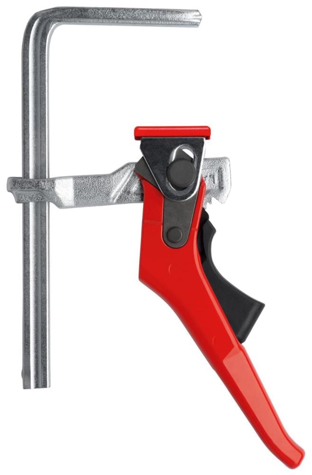 BESSEY GTR16S6H - Abrazadera de mesa de trinquete de acero con capacidad 6 5/16 x 2 5/16 cm de profundidad de cuello y 250 kg de fuerza de sujeción, color rojo y plateado