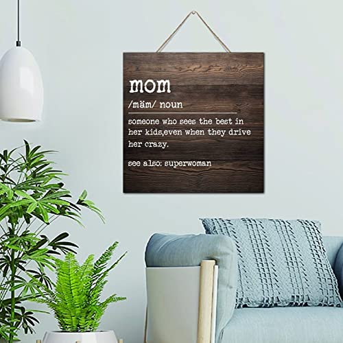 Plaque murale en bois Mom Noun déco 30,5 cm