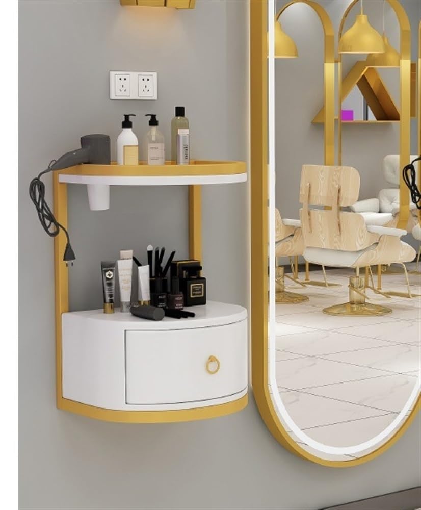 AYCDL Floating Nightstands with Drawers, Wood Wall Nightstands, Small Wall Shelves for Bedroom, Floating Drawers for Bedroom Bathroom Salon,Gold