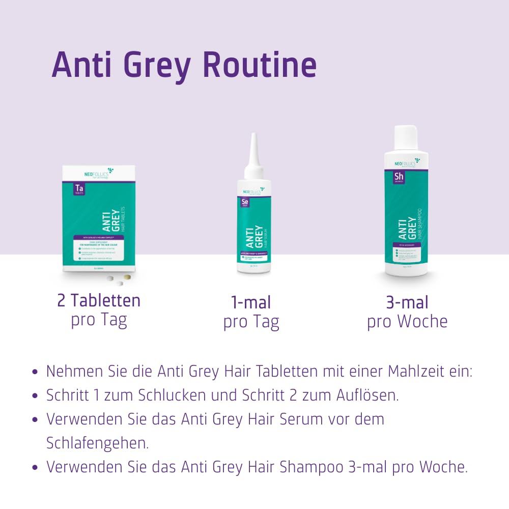 Neofollics Anti-Grau-Tabletten – 60 Stück – Zweistufiges Supplement mit Katalase & Melanin Complex™ – Unterstützt die Natürliche Haarpigmentierung – Vegane Formel – für Männer & Frauen