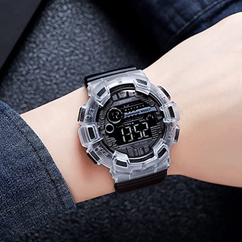 Image of FANMIS Mens Digital LED Sports Watch Military Multifunction Dual Time Alarm Countdown Stopwatch 12H /24H Time Backlight 164FT 50M Waterproof Calendar Month Day Date Watch