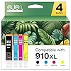 ejet Cartuchos de tinta 910XL para impresoras HP compatibles con cartuchos de tinta HP 910, paquete combinado 910 XL, negro y color funciona con impresoras OfficeJet Pro 8020 8025 8028 8035 OfficeJet