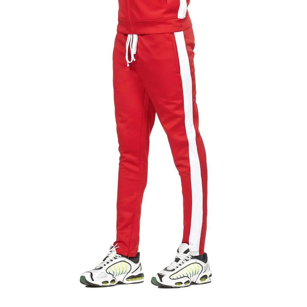 Rebel Minds Men Track Pants - Stylish Men's Sweatpants, Joggers for Men, Athletic and Casual Wear, with Pockets Red White
