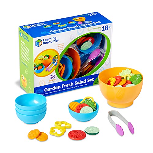 Learning Resources New Sprouts Garden Fresh Salad Set - 38 Pieces, Ages 18+ Months, Pretend Play Food for Toddlers, Kitchen Toys