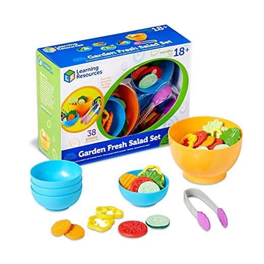 Learning Resources New Sprouts Garden Fresh Salad Set - 38 Pieces, Ages 18+ Months, Pretend Play Food for Toddlers, Kitchen Toys