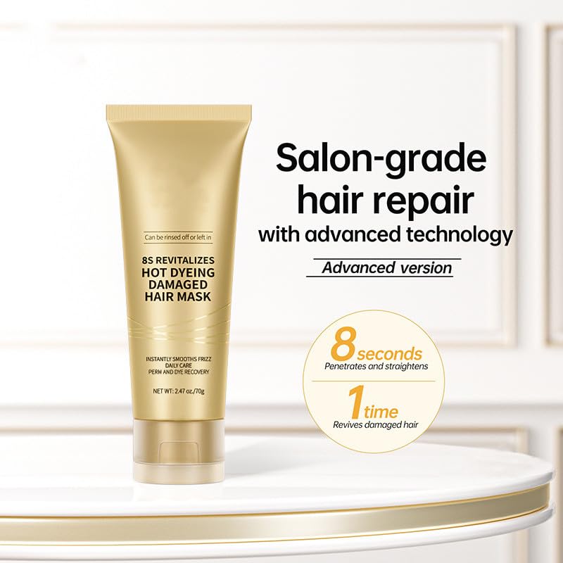 2Pcs Hair Mask, 8s Revitalizes Hot Dyeing Damaged Hair Mask, Keratin Revitalizing Cream for Frizz Hair Daily Care,Perm and Dye Repair Conditioner, Prevent Hair Breakage image 2 of 7 B0FGXGB9D2
