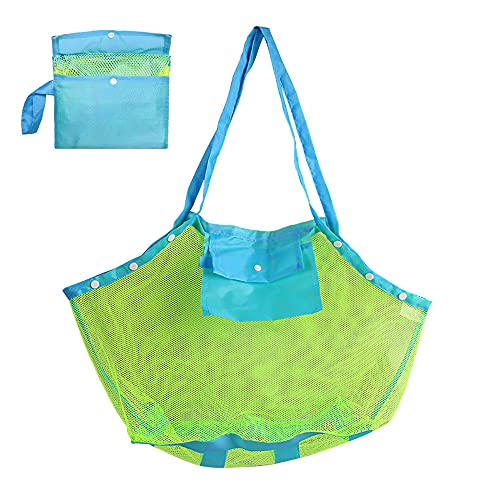 HOOTO Mesh Beach Toys Bag Large Beach Bags and Totes Away from Sand Bag Toys Organizer Storage Bags Sand Toys Collector Beach Pool Gear Foldable