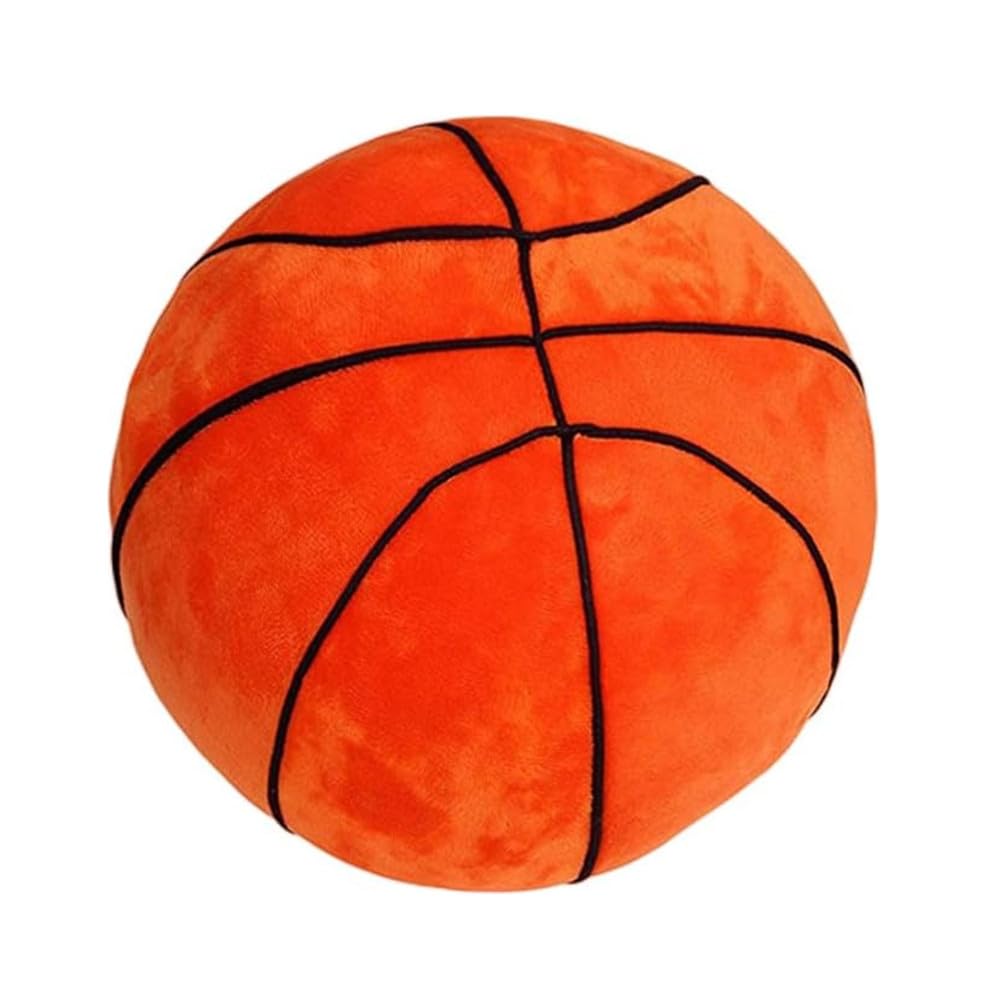 XZJMY Pluszowa poduszka do koszykówki, wypchana, sportowa, pluszowa zabawka, dekoracyjna, okrągła, duża poduszka do koszykówki, poduszka w kształcie kuli 3D, prezent dla dziewcząt lub chłopców (28 cm,