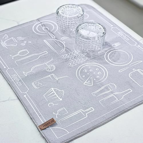 Hamur Home Conjunto De 2 Alfombrillas De Secado 40 X 46 Cm - Estera De Secado Para Platos De Rápido Secado - Tapete De Fregadero - Alfombrilla De Secado De Platos Para La Cocina (MF-78) - imagen 8