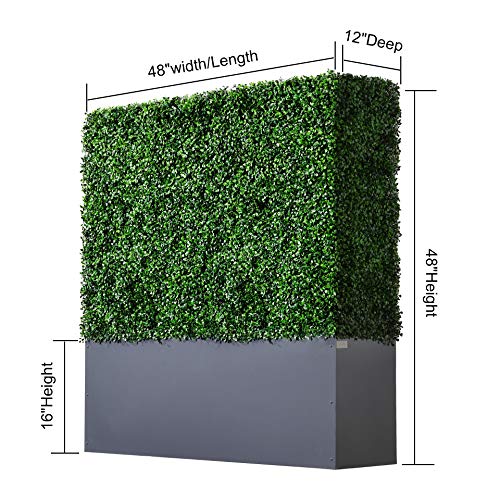 Agpl Upgraded Artificial Boxwood Hedge Wall With Gray Color Planter Room Divider And Privacy Wall Backdrops (48" H 48" W 12" D) #TOP1