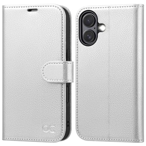 OCASE for iPhone 16 Case, PU Leather Wallet, Magnetic Flip Folio Cover with RFID Blocking, Card Holders, Shockproof TPU