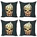 Nowoczesna poszewka na poduszkę 4-pak, gotycka czaszka z efektami fraktalnymi zła koncepcja Halloween poszewka na poduszkę miękka poszewka na poduszkę dekoracja domu poszewka na poduszkę na prezent samochód 45 x 45 cm
