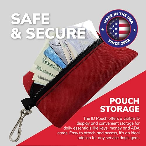 ActiveDogs Service Dog ID Card Pouch - Clip On Identification Badge Display Tag Holder & Carrier with Zippered Pocket for Small Bag Items - Made in USA, 5" x 4", Hot Pink4
