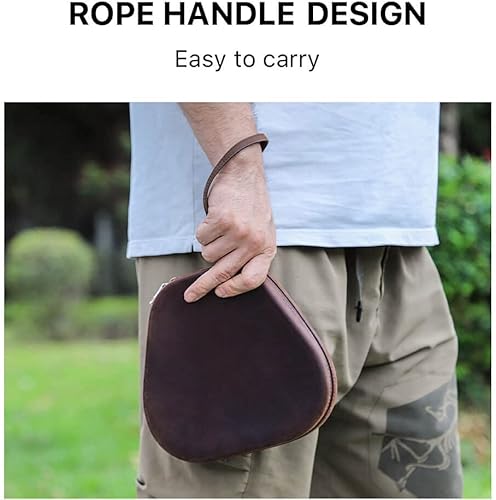 Miniatura 6 de Hiram - Funda de cuero genuino para Airpods Max, funda de viaje portátil de cuero de vaca Crazy Horse para Airpods Max, funda de auriculares para