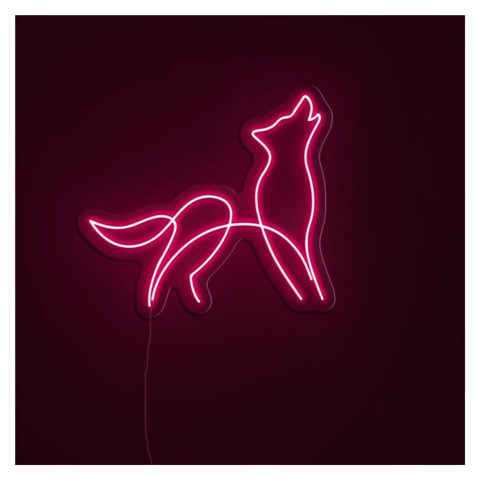 RONGCH Hanging Art Neon Signs Howling Wolf Neon Sign, Suitable for Home Or Office Decor with Brightness Adjustable 43cm(B)