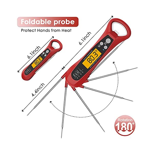 Instant Read Meat Thermometer for Cooking, Fast & Precise Digital Food Thermometer with Backlight, Magnet, Calibration, and Foldable Probe, Waterproof Grill Thermometer for Deep Fry, BBQ, Roast Turkey - Image 5