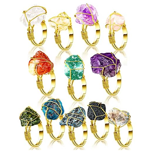 Sureio Chakra Crystal Adjustable Gemstone Rings