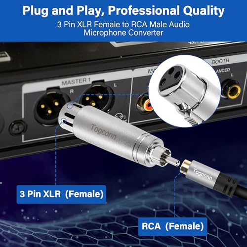 Adaptador RCA a XLR 2 Pack, macho RCA a hembra XLR miniatura 3