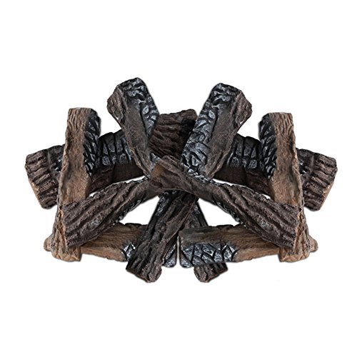 Regal Flame 8 Piece Set Ceramic Wood Medium Gas Fireplace Logs Logs for All Types of Indoor, Gas Inserts, Ventless & Vent Free, Propane, Gel, Ethanol, or Outdoor Fireplaces & Fire Pits (Oak Wood)