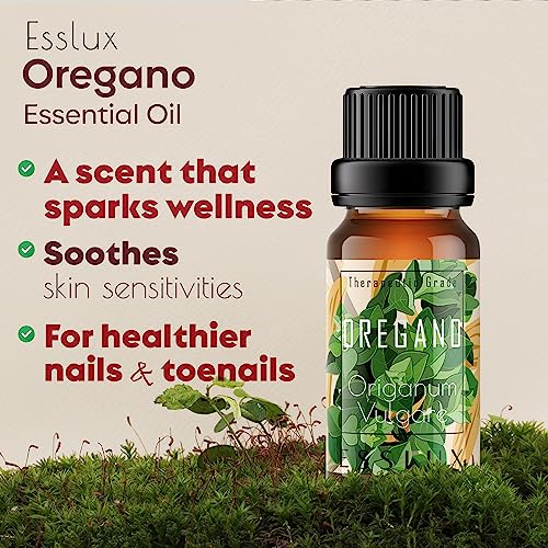 Image of Esslux Oregano Essential Oil for Soothing Sensitive Skin - Therapeutic Grade Oregano - Perfect for Aromatherapy, Sensitive Skin, Health & Breathing - Use in Diffuser or on Skin - 120 ML
