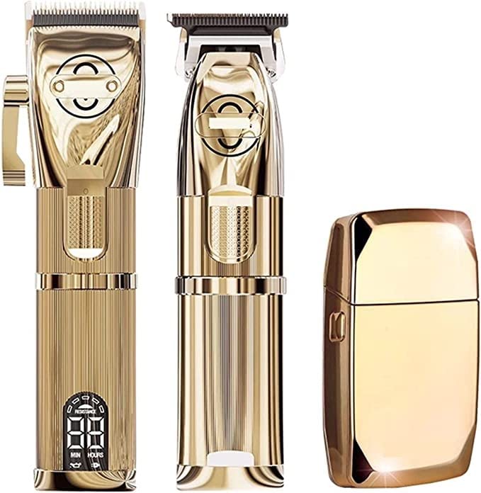 ARTSZY Tagliacapelli Popolare Tagliacapelli cordless for Barbiere Parrucchiere professionale Rasoio sbiadito Regolabarba Set in color oro Cura e styling dei capelli