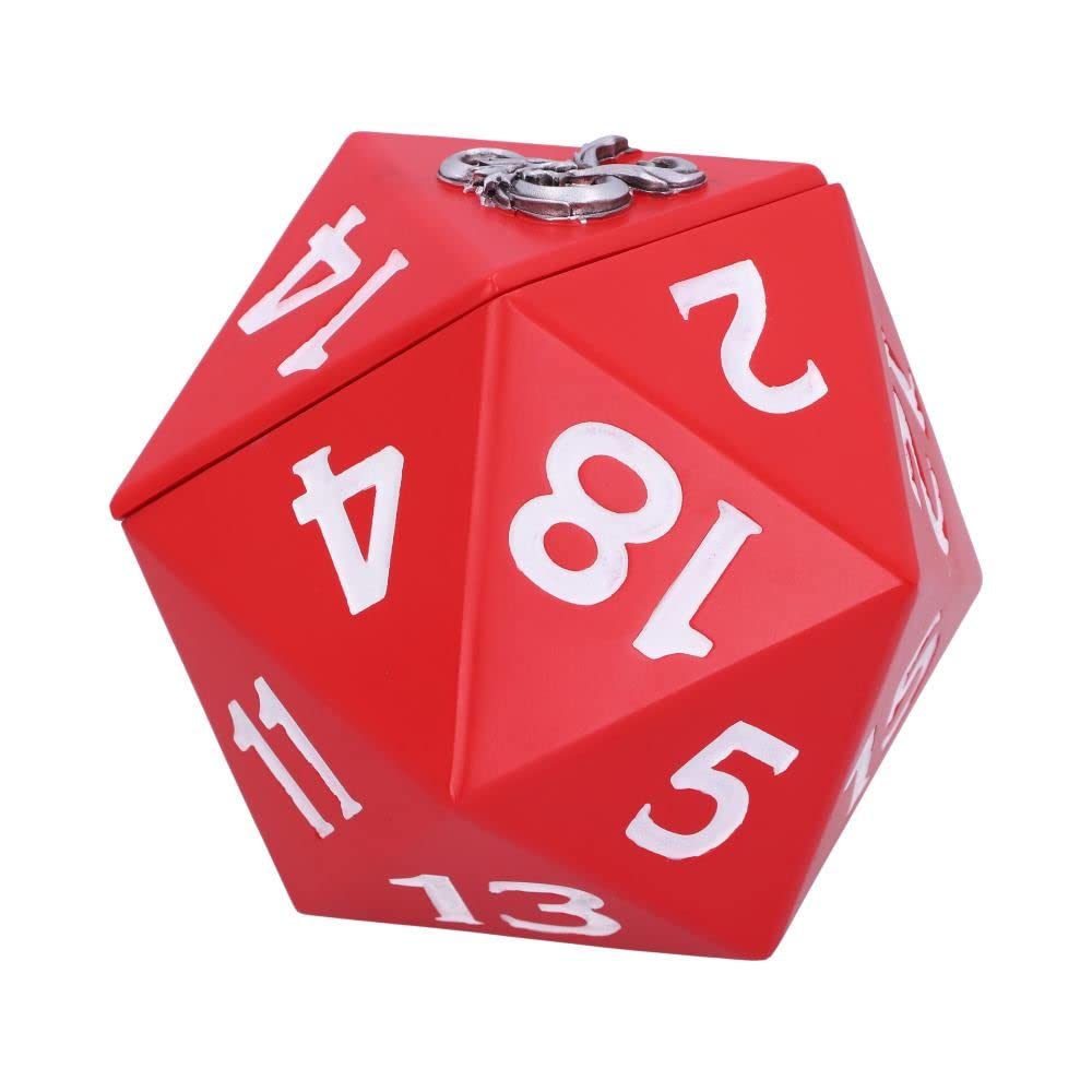 NEMESIS NOW Boîte de Rangement D20 sous Licence Officielle Dungeons & Dragons, Rouge, 13,5 cm