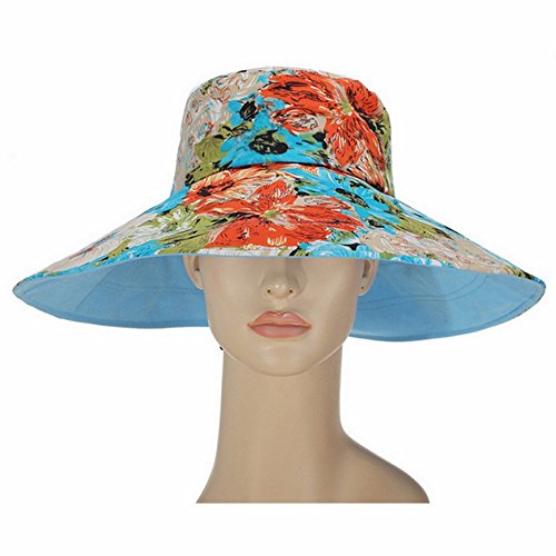 Catop Femme Large Bord réversible Floppy pliable Cap anti UV Sun protection Seau Chapeau extérieur de voyage Plage Pare-soleil Chapeau, bleu, 57-60 cm Cover