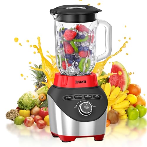 Image of JUSANTE Professional Blender 1200W, 64oz Glass Jar Smoothie Blender for Kitchen Countertop with High Speed Total Crushing for Smoothies, Frozen Drinks, Ice Cream