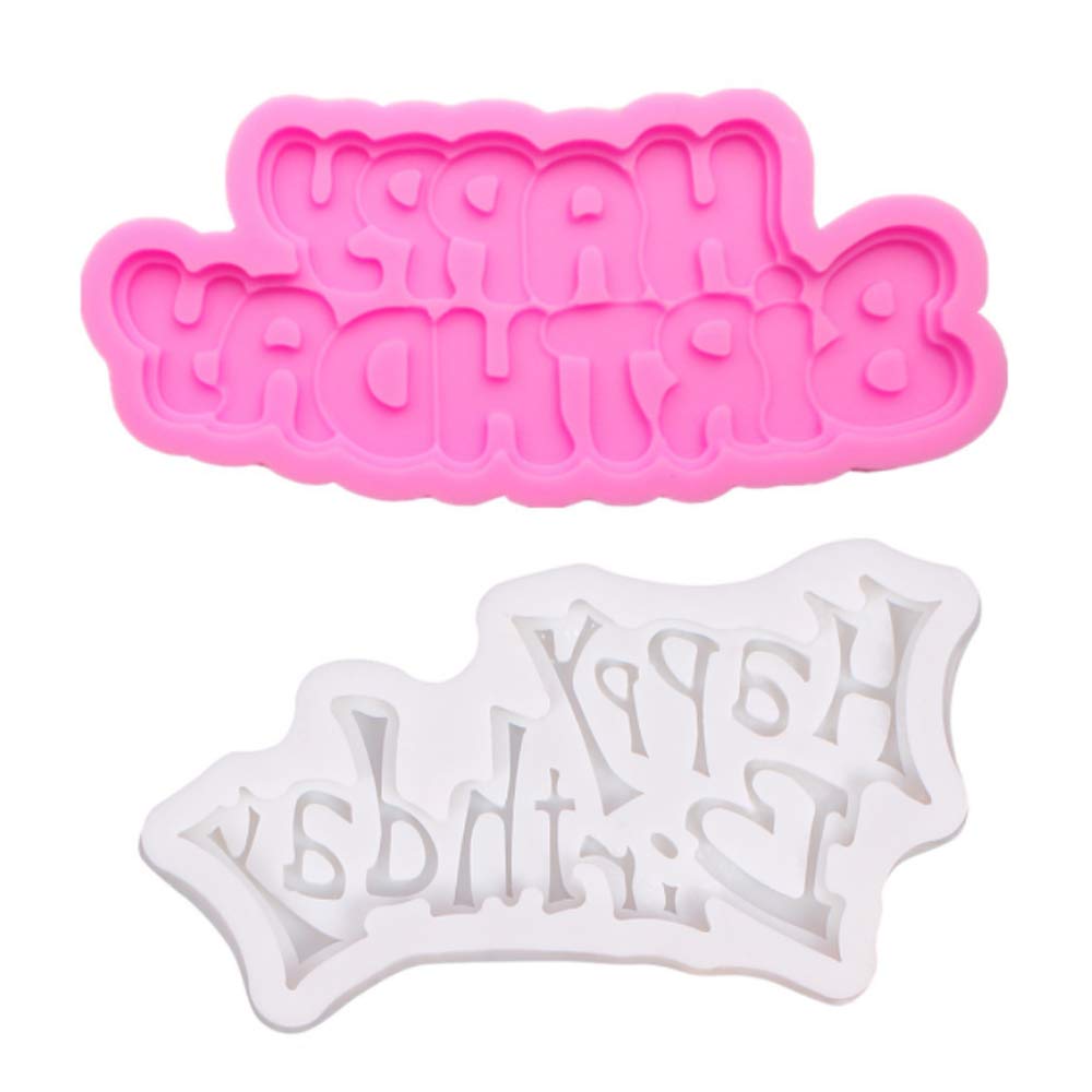 2 Pcs Silicone Mould Happy Birthday Alphabet Chocolate Molds DIY Wax Melt Moulds for Baking Accessories Cake Decoration