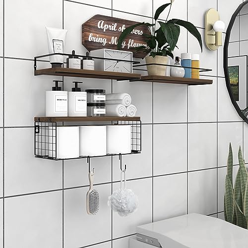 33-161in-Bathroom-Shelves-Wall-Mounted-Over-Toilet-with-Toilet-Paper-Storage-Basket-Hooks-Hanging-Floating-Shelves-Bathroom-for-Wall-Room-Decor-Bathroom-Organizers-and-Storage-Brown 33 161in Bathroom Shelves Wall Mounted Over Toilet with Toilet Paper Storage Basket Hooks Hanging Floating Shelves Bathroom for Wall Room Decor Bathroom Organizers and Storage Brown